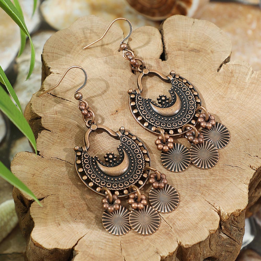 Light Coffee jewelry,Tribal jewelry,Light Coffee Alloy Tribal Geometric Earrings