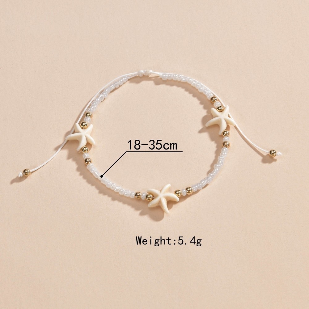 White Color Pearl Design Starfish Anklet