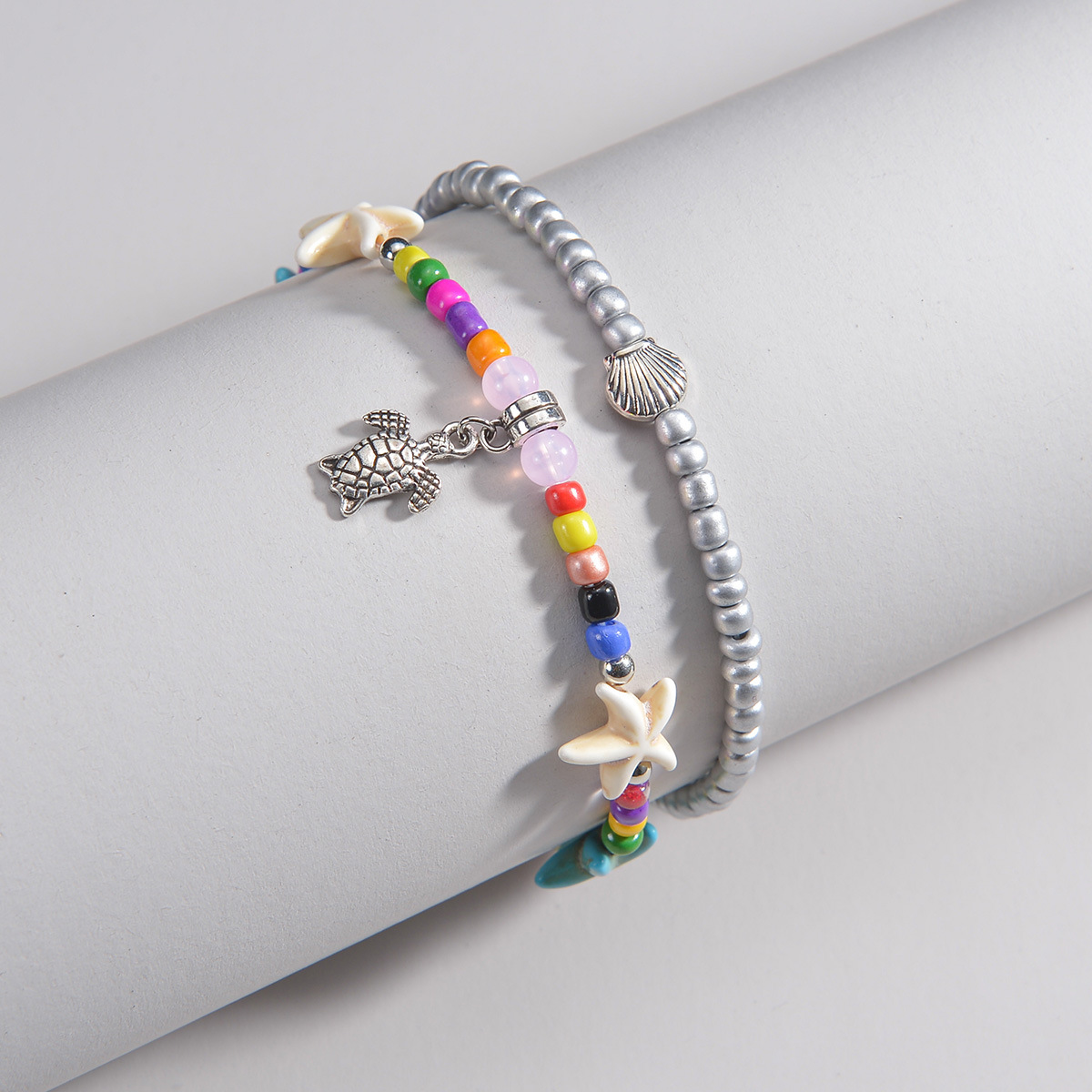 Turtle Multi Color Plastic Detail Anklets