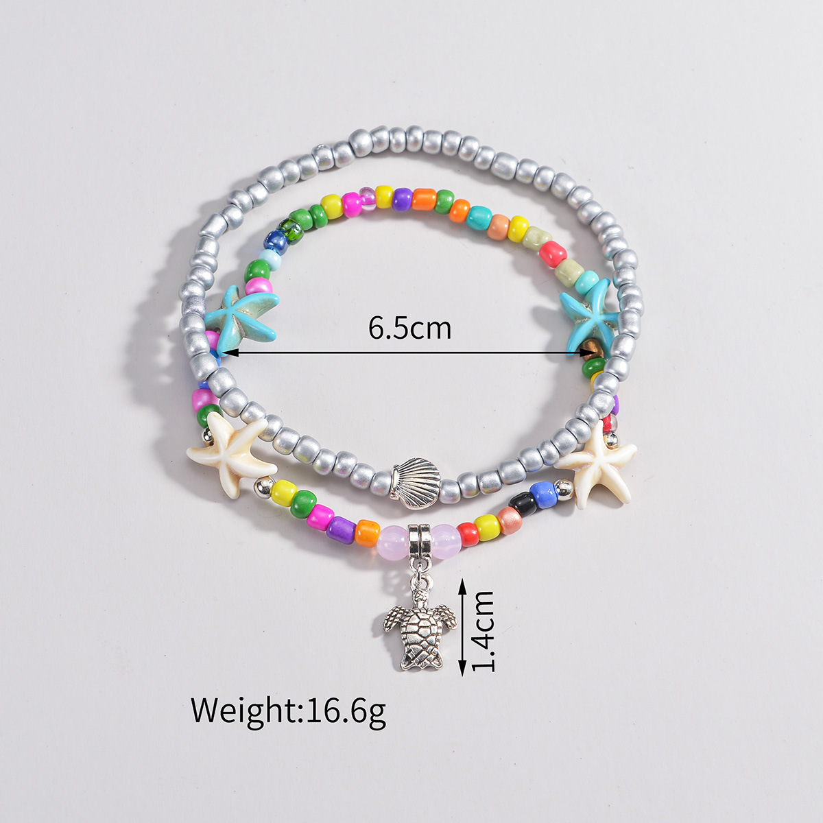 Turtle Multi Color Plastic Detail Anklets