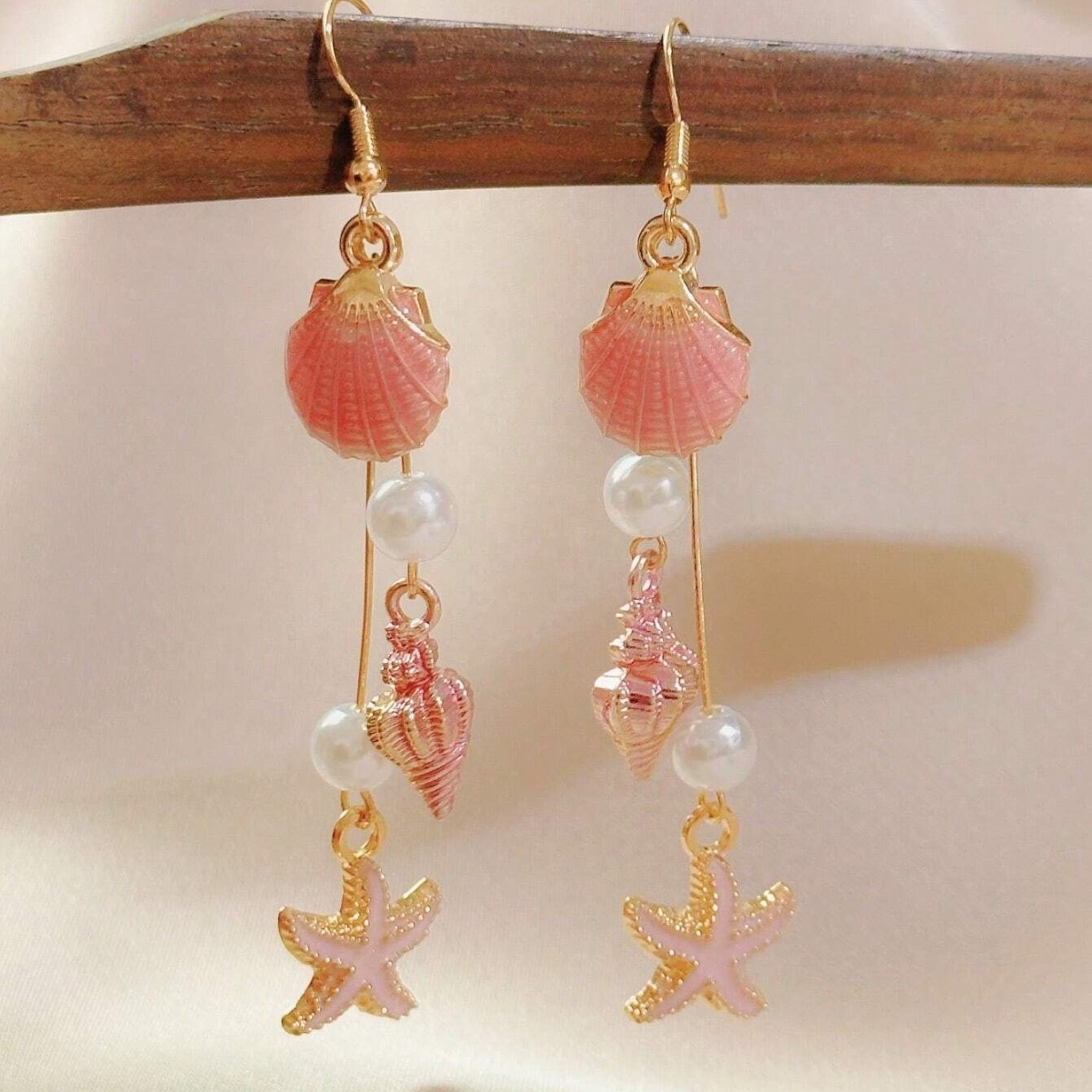 Dusty Pink jewelry,Shell Dusty Pink Color Pearl Earrings