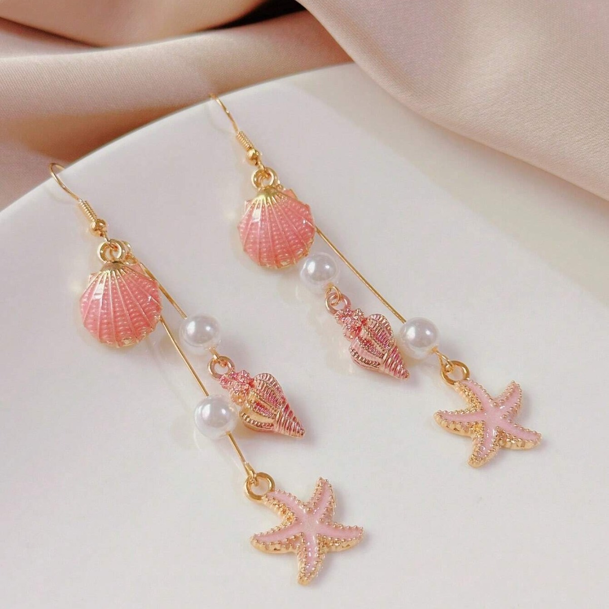 Dusty Pink jewelry,Shell Dusty Pink Color Pearl Earrings