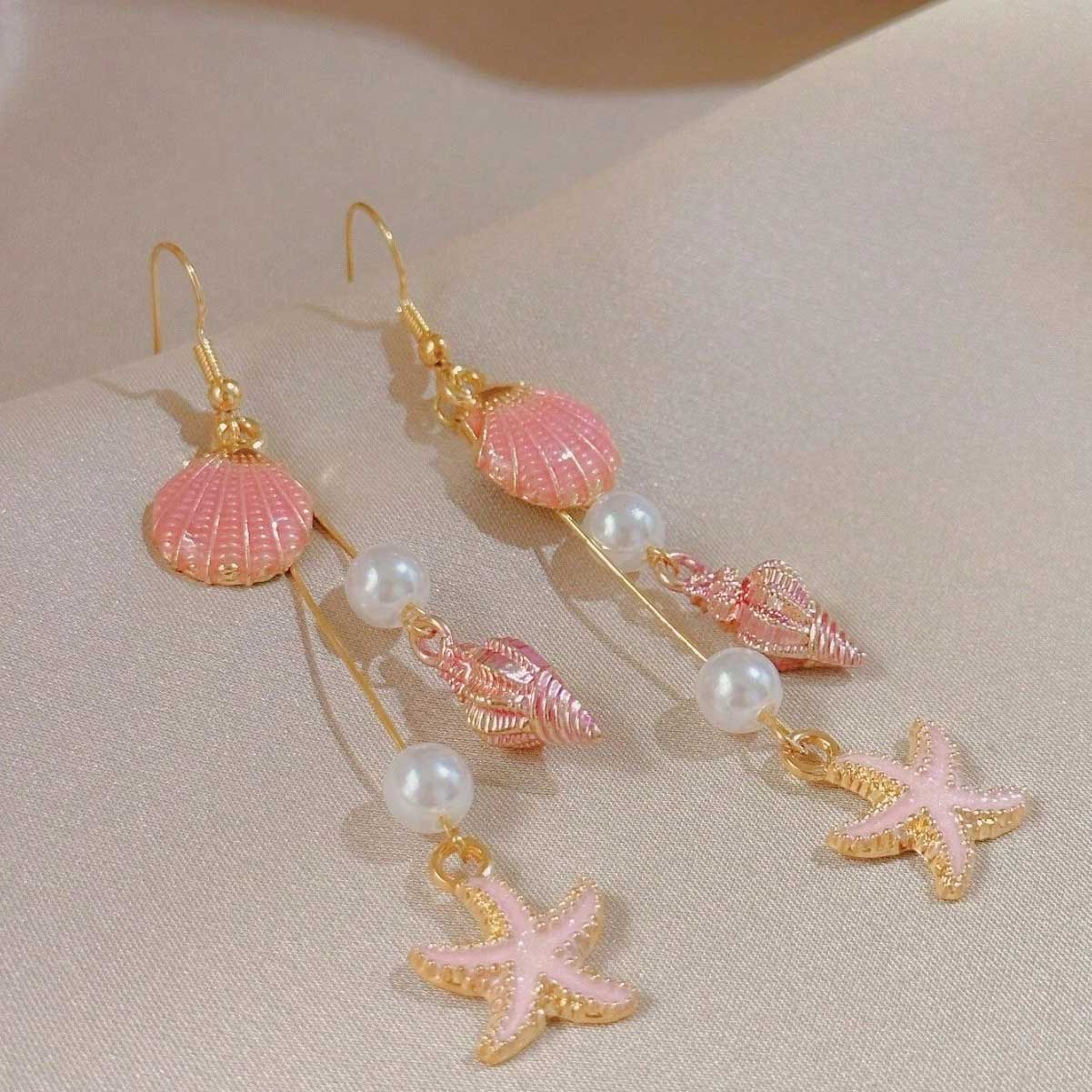 Dusty Pink jewelry,Shell Dusty Pink Color Pearl Earrings