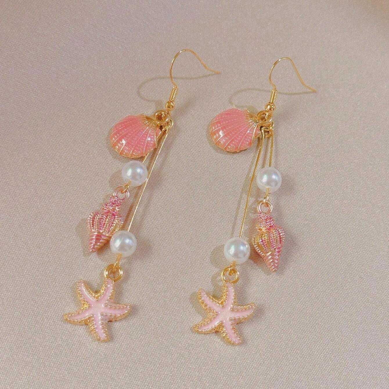 Dusty Pink jewelry,Shell Dusty Pink Color Pearl Earrings