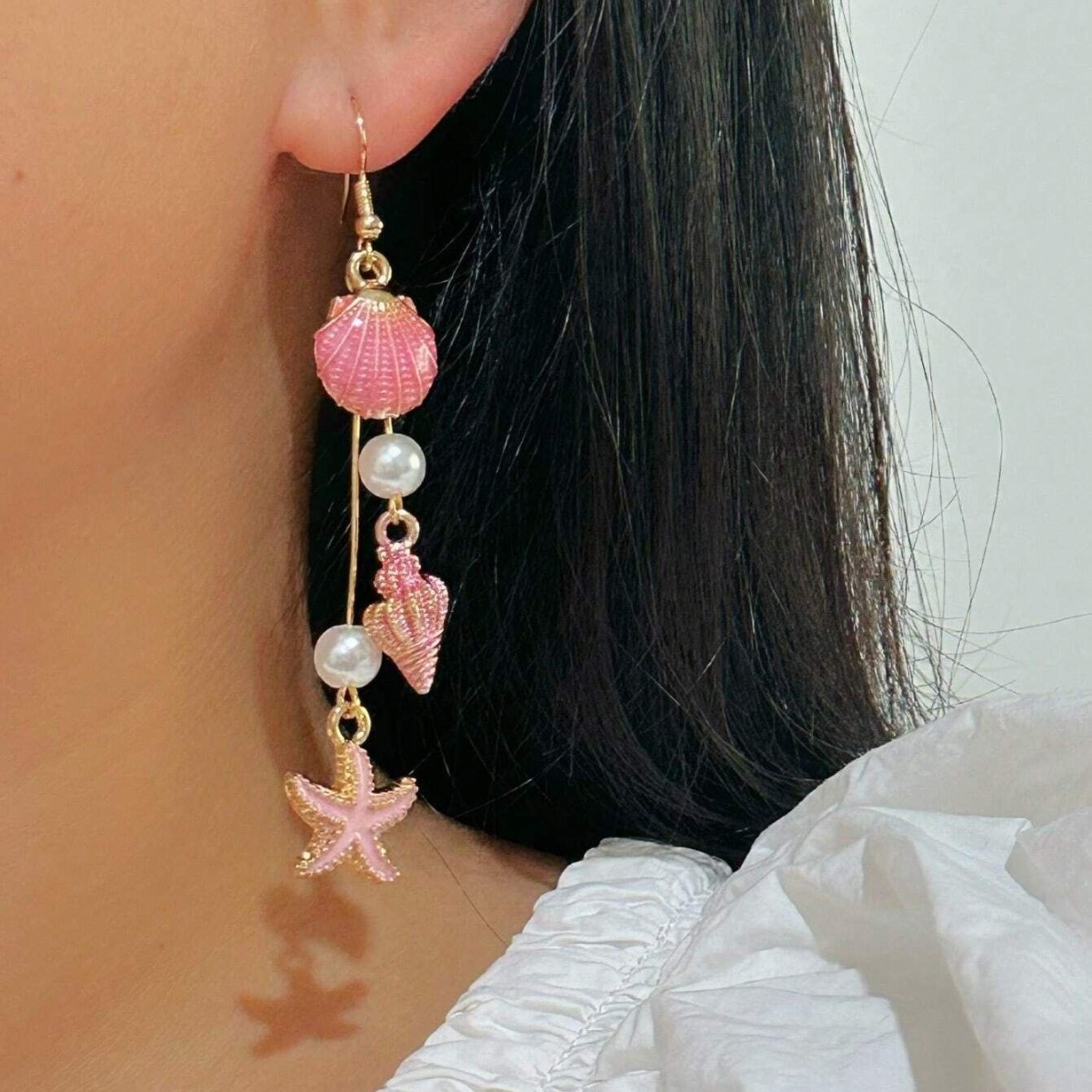 Dusty Pink jewelry,Shell Dusty Pink Color Pearl Earrings