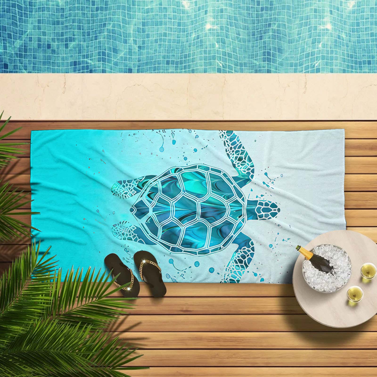 Ombre Marine Life Print Mint Green Beach Blanket