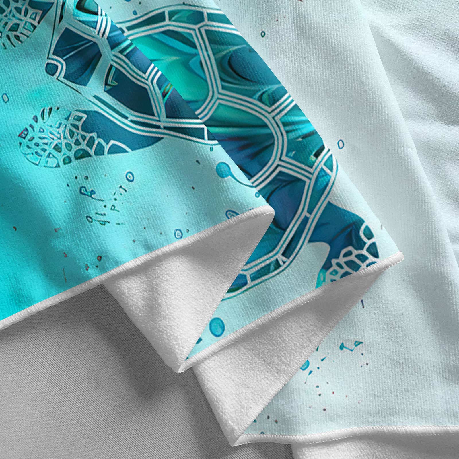 Ombre Marine Life Print Mint Green Beach Blanket
