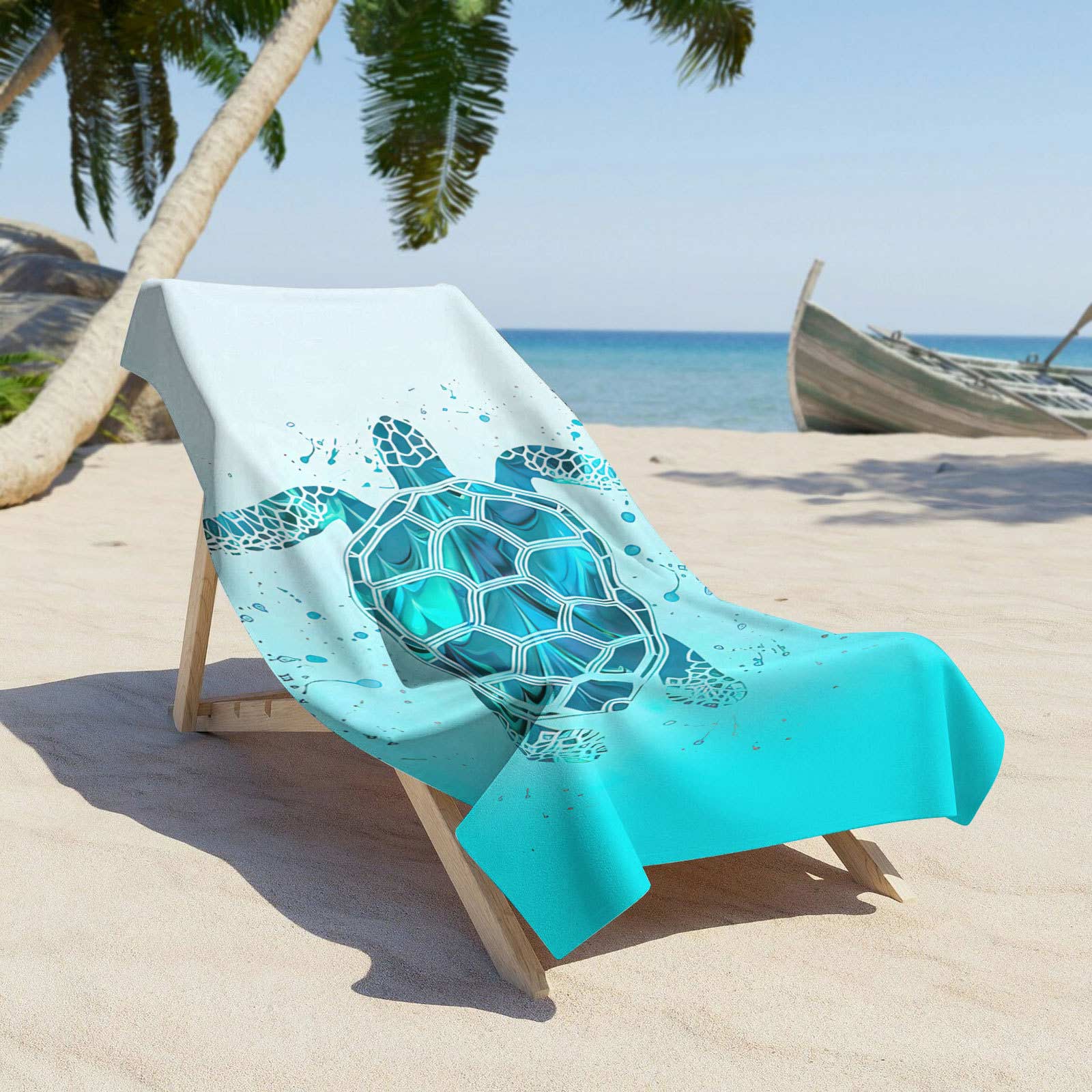 Ombre Marine Life Print Mint Green Beach Blanket