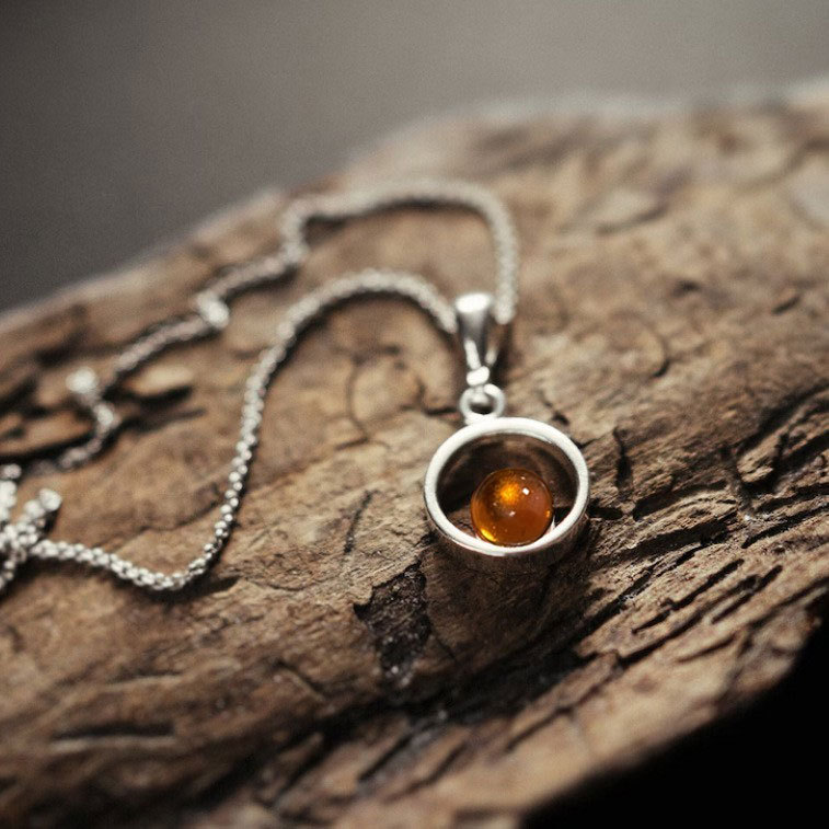 Orange jewelry,Geometric jewelry,Round Bohemian Geometric Orange Alloy Necklace