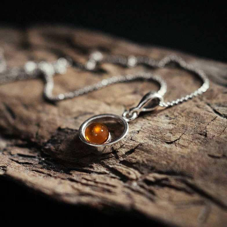 Orange jewelry,Geometric jewelry,Round Bohemian Geometric Orange Alloy Necklace