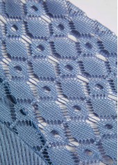 Dusty Blue tops,Plain Color tops,ROTITA Lace Patchwork Dusty Blue V Neck T Shirt