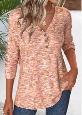 ROTITA Multi Color V Neck Long Sleeve T Shirt