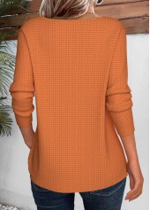 Terracotta tops,Plain Color tops,ROTITA Lace Terracotta Round Neck Long Sleeve T Shirt