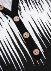 Black tops,White tops,Ombre tops,Geometric tops,Striped tops,Chevron tops,ROTITA Patchwork Ombre Black V Neck Long Sleeve T Shirt