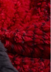 Wine Red tops,Plaid tops,ROTITA Plush Plaid Wine Red Stand Collar Sleeveless Waistcoat