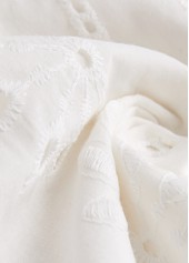 White tops,Plain Color tops,ROTITA Split Detail White Long Sleeve Blouse