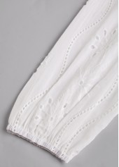 White tops,Plain Color tops,ROTITA Split Detail White Long Sleeve Blouse