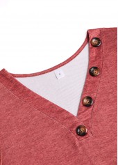 Dusty Pink tops,Plain Color tops,ROTITA Patchwork Dusty Pink V Neck Long Sleeve Sweatshirt