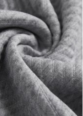 Light Grey tops,Contrast Color tops,ROTITA Button Light Grey Split Neck Long Sleeve Sweatshirt