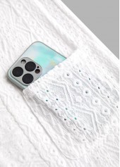 White tops,Plain Color tops,ROTITA Lace White Long Sleeve Pocket Coat