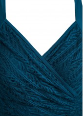 Peacock Blue swimwear,Plain Color swimwear,ROTITA Embroidery Peacock Blue One Piece Swimwear