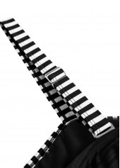 Black swimwear,Striped swimwear,Geometric swimwear,ROTITA Contrast Binding Black Striped Tankini Set