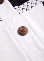 Multi Color plus size,Geometric plus size,ROTITA Plus Size Button Multi Color Geometric Print Coat