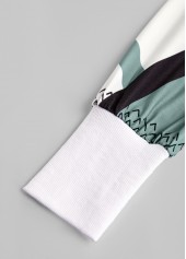 Multi Color plus size,Geometric plus size,ROTITA Plus Size Button Multi Color Geometric Print Coat