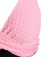 Pink swimwear,Plain Color swimwear,ROTITA Criss Cross Pink Patchwork Bikini Set