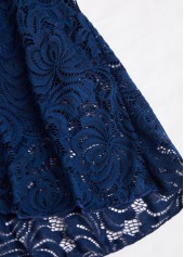 Navy swimwear,Plain Color swimwear,ROTITA Lace Surplice Navy One Piece Swimdress