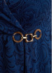 Navy swimwear,Plain Color swimwear,ROTITA Lace Surplice Navy One Piece Swimdress