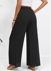 Black bottoms,Plain Color bottoms,Wide Leg Elastic Waist Black High Waisted Pants