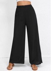 Schwarze Hose mit weitem Bein und hoher Taille und elastischem Bund