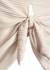 Beige swimwear,Plain Color swimwear,ROTITA Jacquard Bowknot Beige One Piece Swimdress