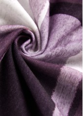 Purple tops,Plaid tops,ROTITA Zipper Plaid Purple Stand Collar Long Sleeve Jacket