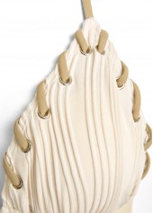 Beige swimwear,Plain Color swimwear,ROTITA Eyelet Beige Tie Jacquard Bikini Set