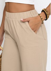 Light Camel bottoms,Plain Color bottoms,Light Camel Elastic Waist High Waisted Pants