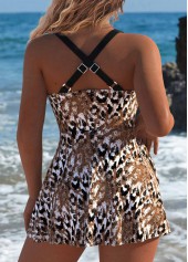 Golden swimwear,Leopard swimwear,Animal Print swimwear,ROTITA Surplice Golden Leopard One Piece Swimdress