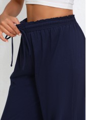 Navy bottoms,Plain Color bottoms,Navy Jogger Elastic Waist High Waisted Pants