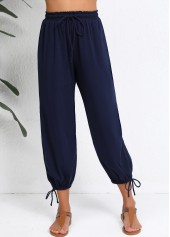 Navy bottoms,Plain Color bottoms,Navy Jogger Elastic Waist High Waisted Pants