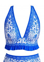 Royal Blue swimwear,Tribal swimwear,ROTITA Frill Royal Blue Tribal Print Bikini Set