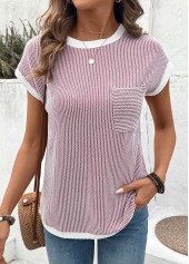 T-shirt à manches courtes et col rond en jacquard corail Rotita