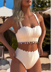 ROTITA Tie Beige High Waisted Bikini Set