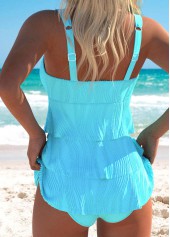 Cyan swimwear,Plain Color swimwear,ROTITA Cyan Color V Neck Tankini Set