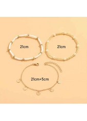 Golden jewelry,Geometric jewelry,Golden Beaded Design Alloy Anklet Set