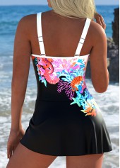 Multi Color swimwear,Animal Print swimwear,ROTITA Tie Multi Color Animal Print One Piece Swimdress