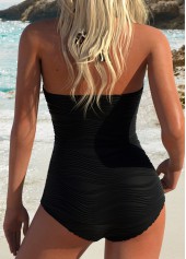 Black swimwear,Animal Print swimwear,ROTITA Criss Cross Black Animal Print One Piece Swimwear