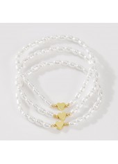 White jewelry,Heart jewelry,Heart Design White Pearl Bracelet Set