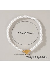 White jewelry,Heart jewelry,Heart Design White Pearl Bracelet Set