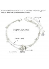 Silver jewelry,Heart jewelry,Heart Design Silver Layered Alloy Anklet
